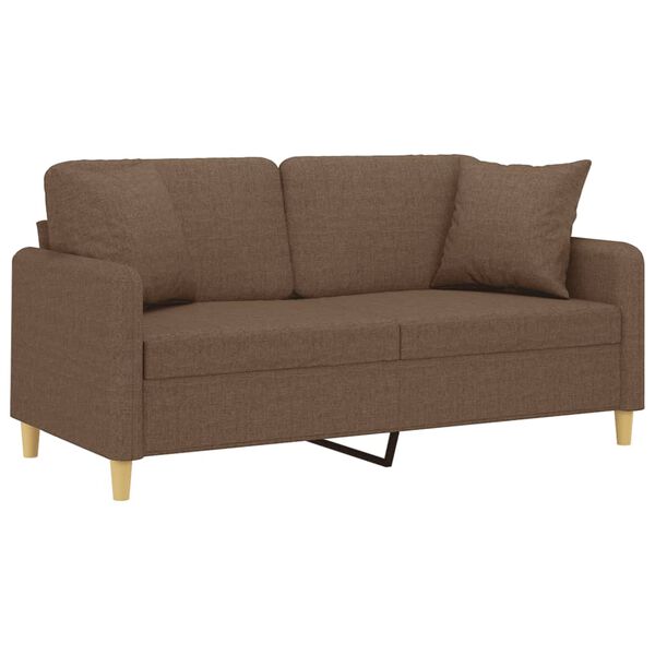vidaXL Canap&eacute; 2 places avec oreillers d&eacute;coratifs marron 140 cm tissu
