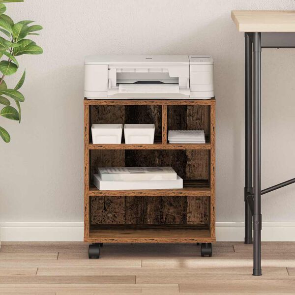 vidaXL Support d'imprimante avec stockage Bois ancien 41 x 32 x 48 cm