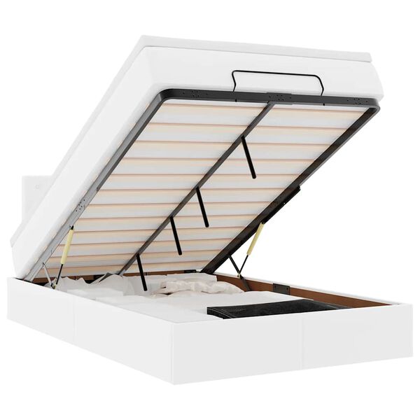 vidaXL Lit ottoman avec matelas & LED blanc pur 120x190cm similicuir