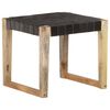 vidaXL Tabouret Noir Cuir véritable et bois de manguier massif