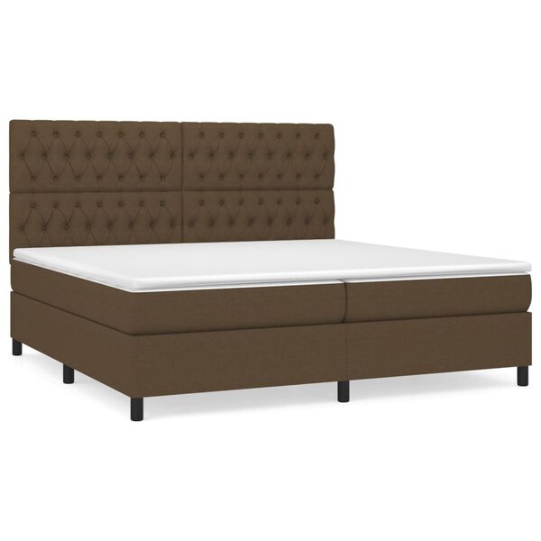 vidaXL Sommier &agrave; lattes de lit avec matelas Marron fonc&eacute; 200x200 cm