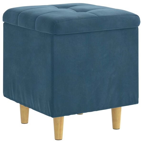 vidaXL Pouf de rangement avec coussin Bleu 40 x 40 x 45 cm Velours