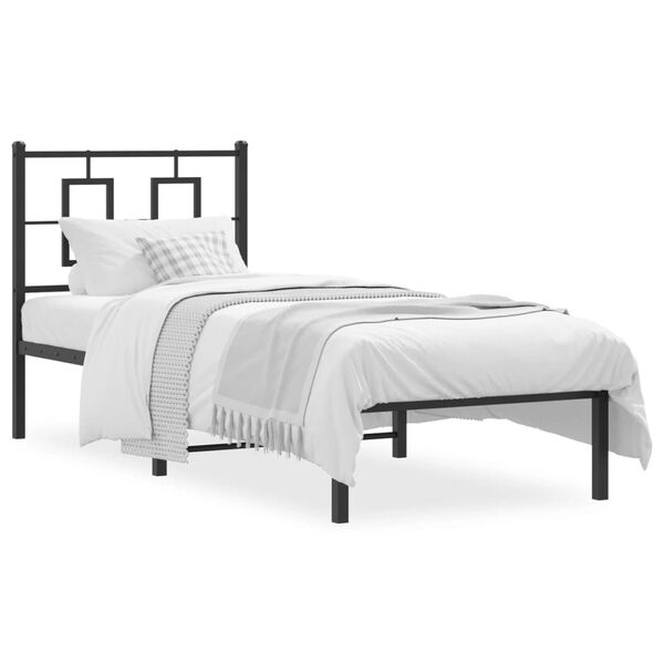 vidaXL Cadre de lit métal sans matelas avec tête de lit noir 75x190 cm