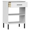 vidaXL Armoire console avec pieds en métal Blanc Bois pin massif OSLO