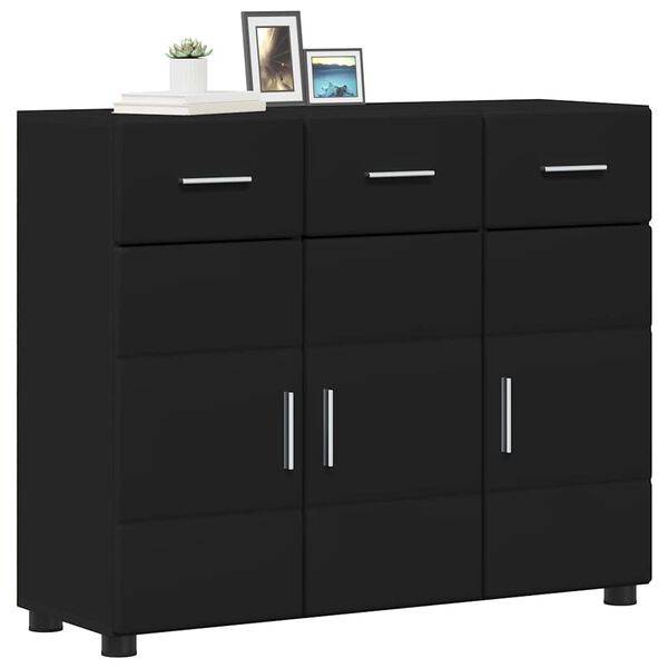 vidaXL Buffet avec &eacute;tag&egrave;re Noir 88,5 x 30,5 x 73 cm Bois d'ing&eacute;nierie