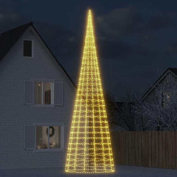 vidaXL Sapin de Noël à LED sur mât de drapeau 3000 LED blanc 800 cm