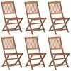 vidaXL Chaises pliables de jardin lot de 6 avec coussins Bois d'acacia