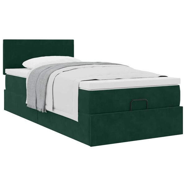vidaXL Lit ottoman avec matelas vert fonc&eacute; 120x190 cm velours