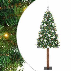 vidaXL Sapin de No&euml;l mince Vert 210 cm PVC et bois de pin massif