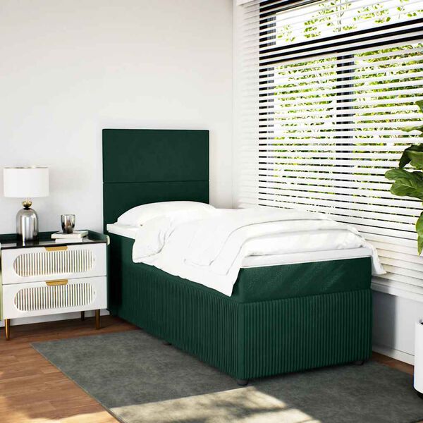 vidaXL Sommier &agrave; lattes de lit et matelas Vert fonc&eacute; 80x200 cm Velours