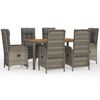 vidaXL Ensemble &agrave; manger jardin et coussins 7 pcs gris rotin