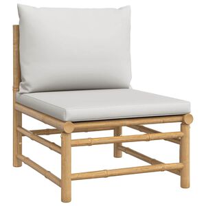 vidaXL Canap&eacute; central de jardin avec coussins gris clair bambou