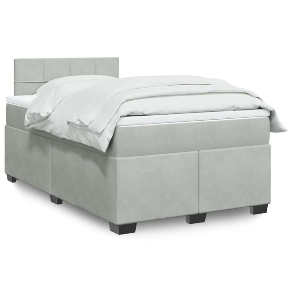 vidaXL Sommier &agrave; lattes de lit et matelas gris clair 120x190cm velours
