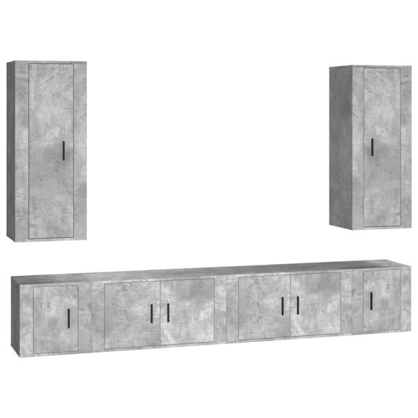 vidaXL Ensemble de meubles TV 6 pcs Gris béton Bois d'ingénierie
