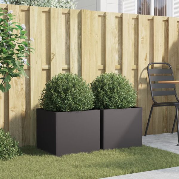 vidaXL Jardinières 2 pcs noir 42x40x39 cm acier