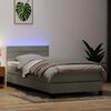 vidaXL Sommier &agrave; lattes de lit et matelas et LED gris clair 90x220 cm velours