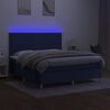 vidaXL Sommier &agrave; lattes de lit et matelas et LED Bleu 160x200 cm Tissu