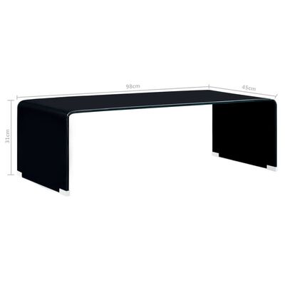 vidaXL Table basse Noir 98 x 45 x 31 cm Verre trempé