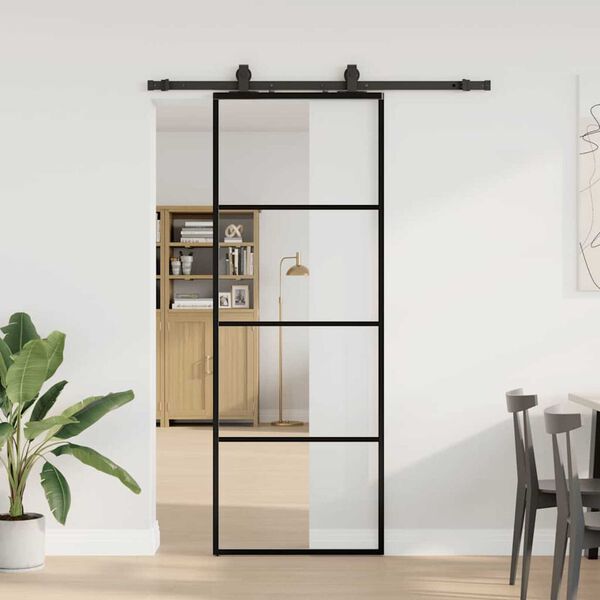 vidaXL Porte coulissante kit de quincaillerie noir 76x205 cm verre ESG