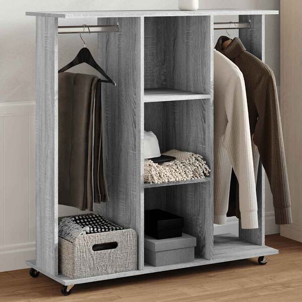 vidaXL Garde-robe avec roues sonoma gris 102x38x110 cm bois ingénierie