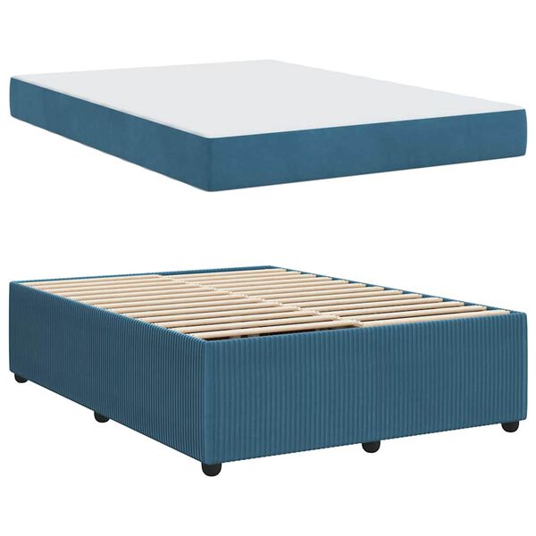 vidaXL Cadre de lit avec matelas Bleu 140 x 200 cm tissu