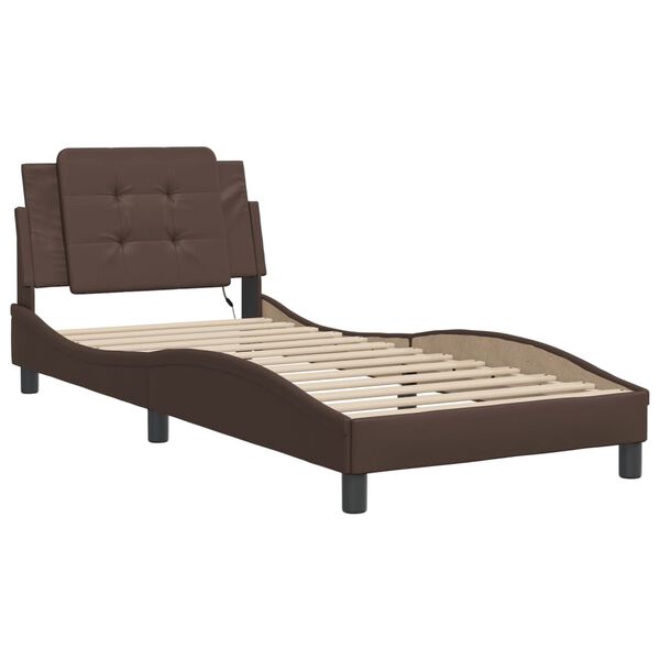 vidaXL Cadre de lit avec LED sans matelas Zadar marron 90x190 cm