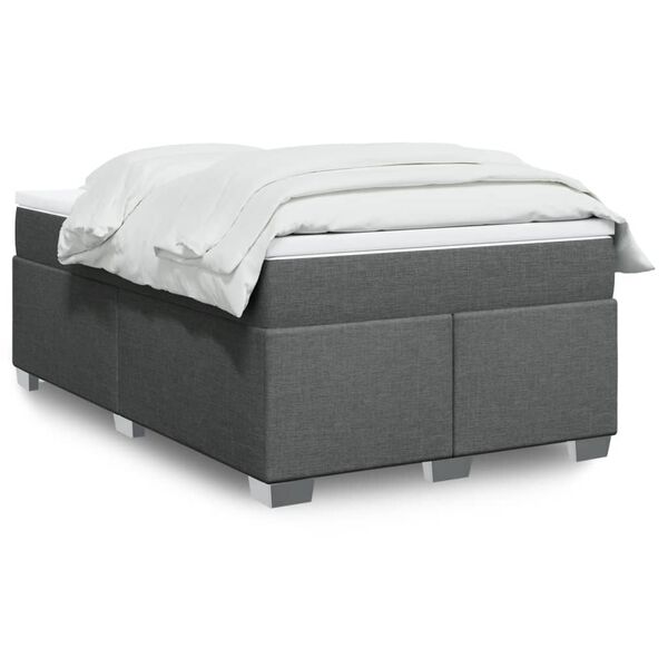 vidaXL Sommier &agrave; lattes de lit avec matelas Gris fonc&eacute; 120x200cm Tissu