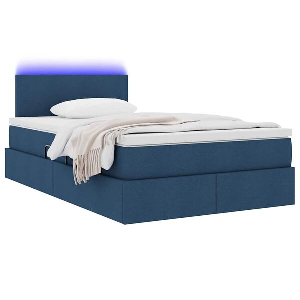 vidaXL Lit avec rangement et LED Bleu 120 x 200 cm Polyester