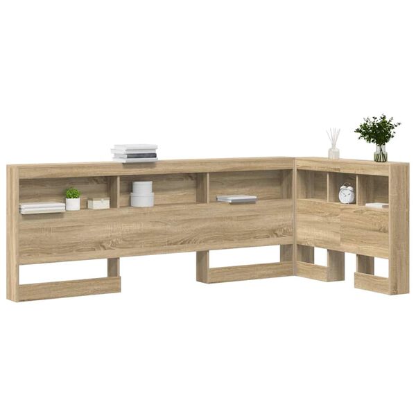 vidaXL T&ecirc;te de lit de rangement Ch&ecirc;ne Sonoma 90 cm Bois d'ing&eacute;nierie