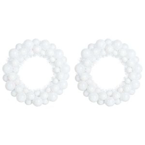 vidaXL Couronnes de Boules de No&euml;l 2 pc LED Blanc 33 x 33 x 7 cm