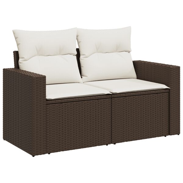 vidaXL Salon de jardin avec coussins 7 pcs marron r&eacute;sine tress&eacute;e