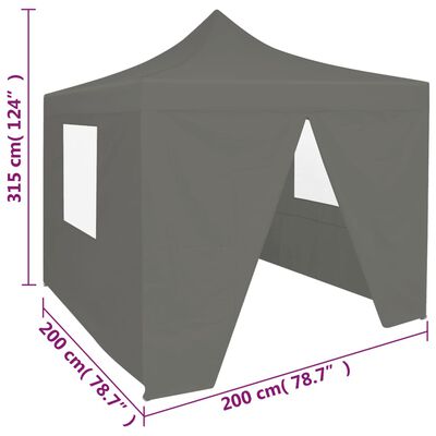 vidaXL Tente de réception pliable avec 4 parois 2x2 m Acier Anthracite