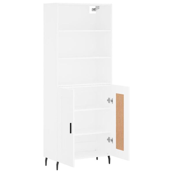 vidaXL Buffet haut Blanc 69,5x34x180 cm Bois d'ing&eacute;nierie