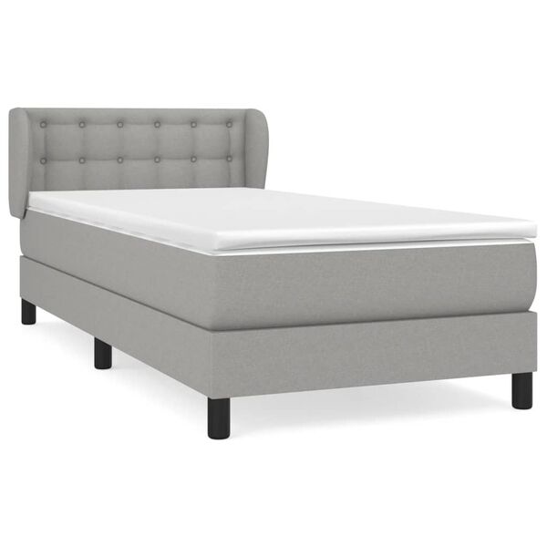 vidaXL Sommier &agrave; lattes de lit avec matelas Gris clair 80x200 cm Tissu