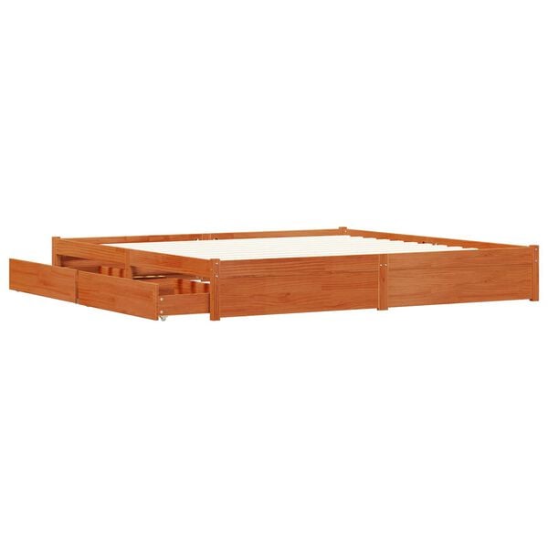 vidaXL Cadre de lit Cire marron 200 x 200 cm Bois de Pin Massif