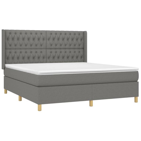 vidaXL Sommier &agrave; lattes de lit matelas LED Gris fonc&eacute; 180x200 cm Tissu