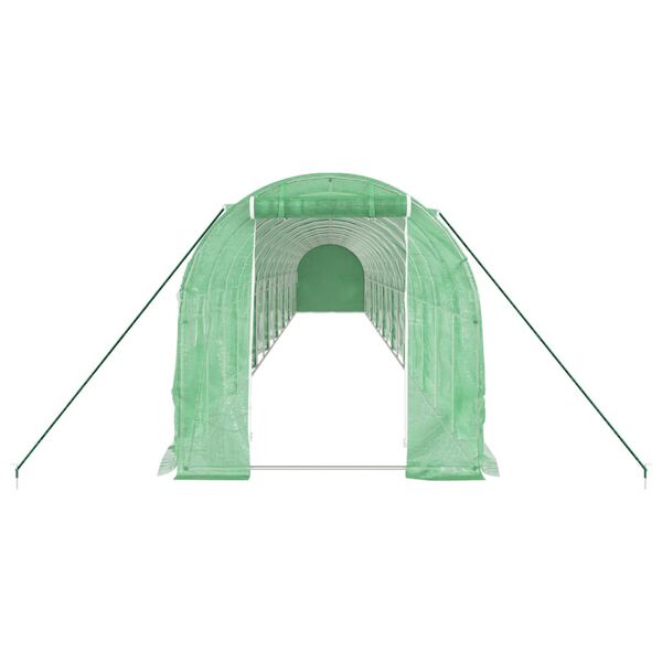 vidaXL Serre avec cadre en acier vert 32 m&sup2; 16x2x2 m
