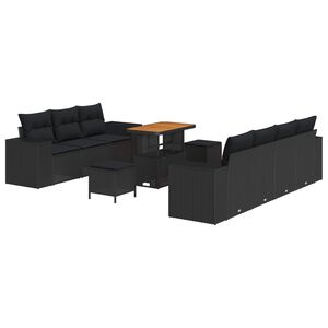 vidaXL Ensemble de canap&eacute; de jardin 10 pc 9-Nombre de places Noir