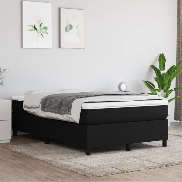 vidaXL Sommier &agrave; lattes de lit avec matelas Noir 120x200 cm Tissu