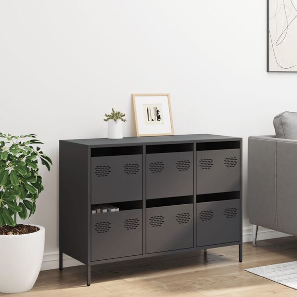 vidaXL Buffet noir 101,5x39x73,5 cm acier lamin&eacute; &agrave; froid