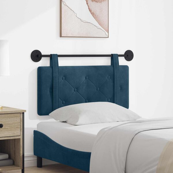 vidaXL T&ecirc;te de lit suspendue Montage mural Bleu 90 x 55 x 5 cm Velours