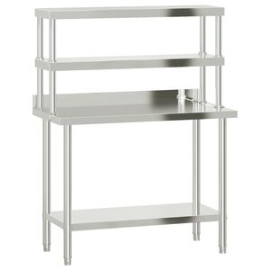 vidaXL Table de travail de cuisine avec &eacute;tag&egrave;re 110x55x150 cm inox