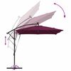 vidaXL Parasol banane à mât déporté Rouge bordeaux 249 x 249 x 250 cm