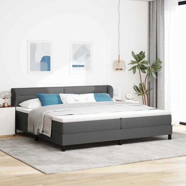 vidaXL Lit &agrave; ressorts avec matelas Gris fonc&eacute; 200 x 200 cm tissu