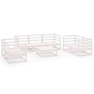 vidaXL Salon de jardin 8 pcs Blanc Bois de pin massif