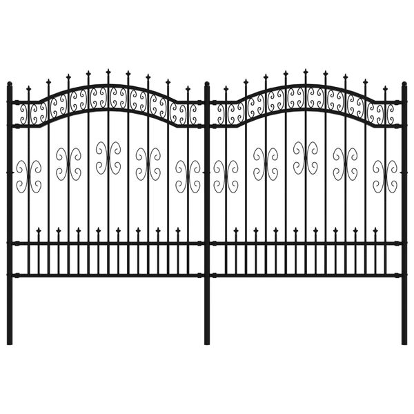 vidaXL Clôture de jardin avec dessus en forme de lance, noire, 240 x 125 cm, acier thermolaqué