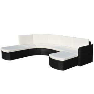 vidaXL Salon de jardin 4 pcs avec coussins R&eacute;sine tress&eacute;e Noir