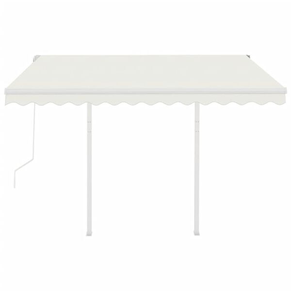 vidaXL Auvent r&eacute;tractable automatique avec poteaux 3,5x2,5 m Cr&egrave;me