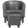 vidaXL Fauteuil avec repose-pied gris similicuir