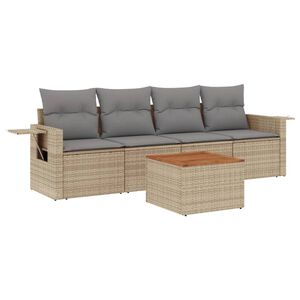 vidaXL Salon de jardin avec coussins 5 pcs beige r&eacute;sine tress&eacute;e